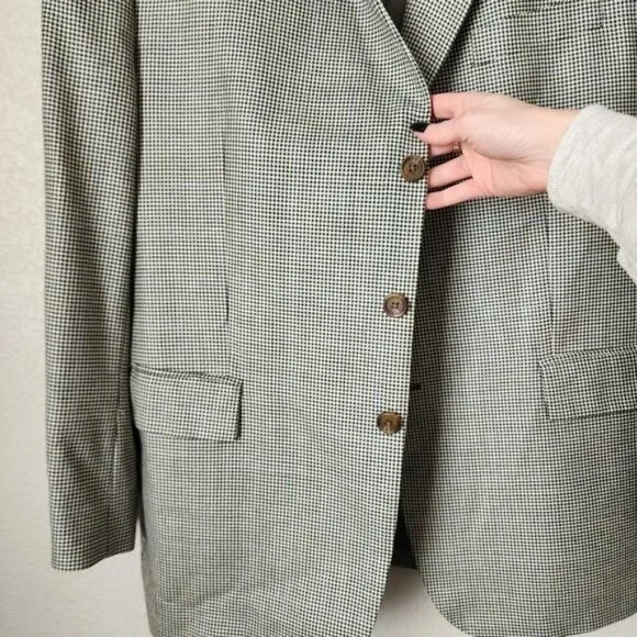 RALPH LAUREN VINTAGE houndstooth silk wool blazer Sport Coat heritage quiet luxu